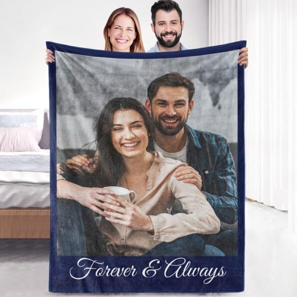 Luxurious Fleece Sherpa Photo Blanket with Vibrant Portrait Design