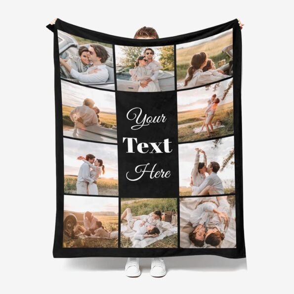 Personalized Fleece Photo Blanket Featuring a Colorful Collage