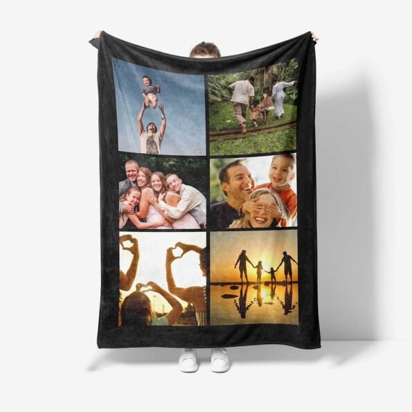 Custom Fleece Sherpa Blanket Featuring Family Portraits