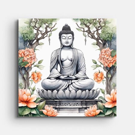 Buddhism in Floral Garden Wall Painting