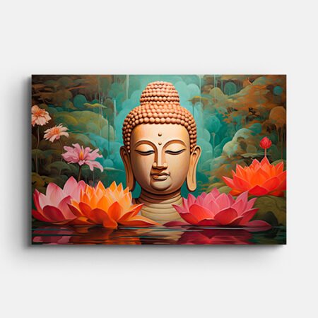 Divine Gautam Buddha Face Wall Painting