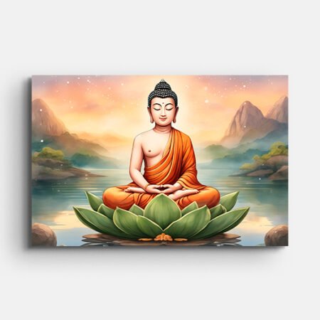 Peaceful Smiling Buddha Wall Painting
