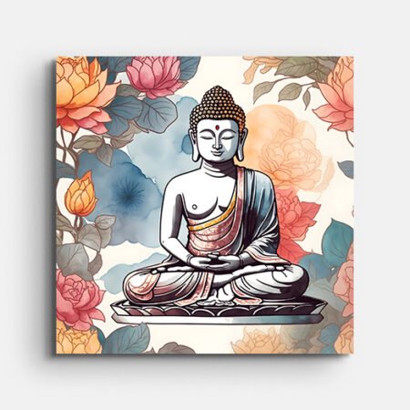 Gautama Buddha Meditating Wall Painting