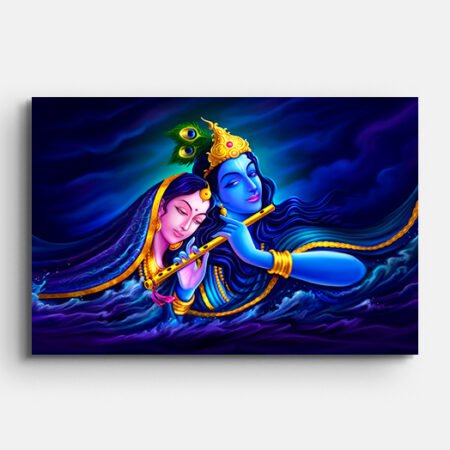 Radha Krishna Playing Flute Painting