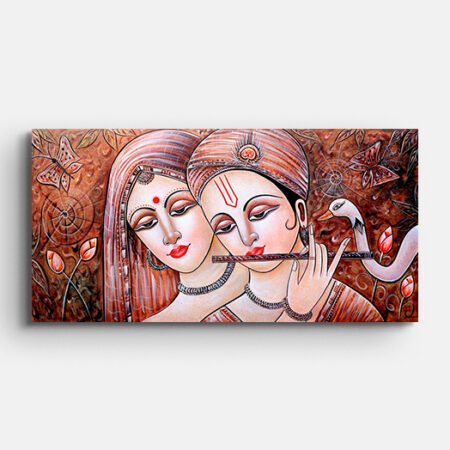 Radha Krishna Playing Flute Painting