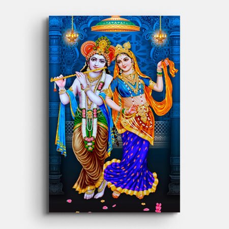 Radha Krishna Playing Flute Wall Painting