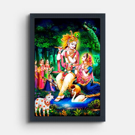 Radha Krishna Playing Flute Wall Painting