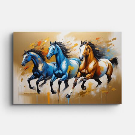 Three Horses Running Premium Wall Painting