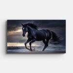 black-horse-running-wall-painting