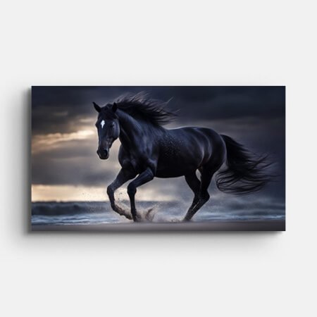 Black Horse Running Wall Painting