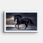 black-horse-running-wall-painting