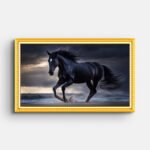 black-horse-running-wall-painting