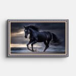 black-horse-running-wall-painting