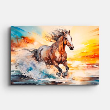 Brown Horse Running Canvas Wall Painting