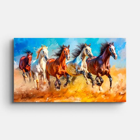 Five Horses Running Wall Painting