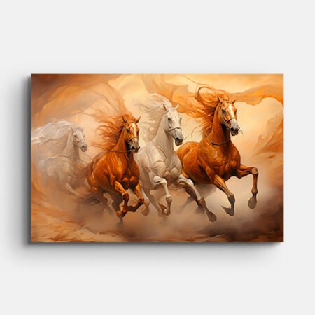 Four Horses Running Premium Quality Wall Painting