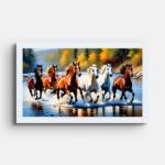 group-of-horses-running-in-water-wall-painting