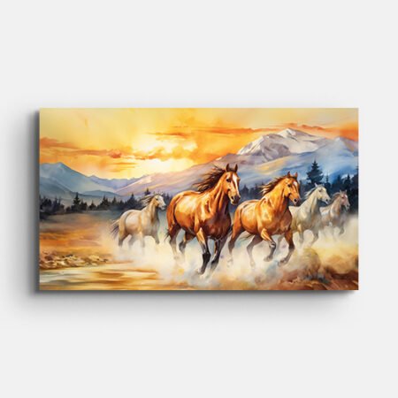Horses Running in Desert Canvas Painting