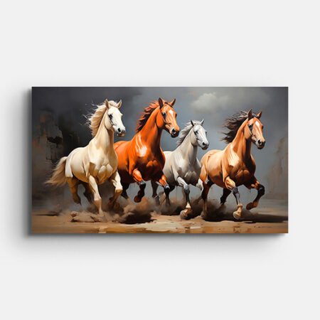 Horses Running In Desert Wall Painting