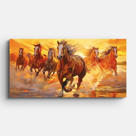 Horses Running in Water Wall Painting