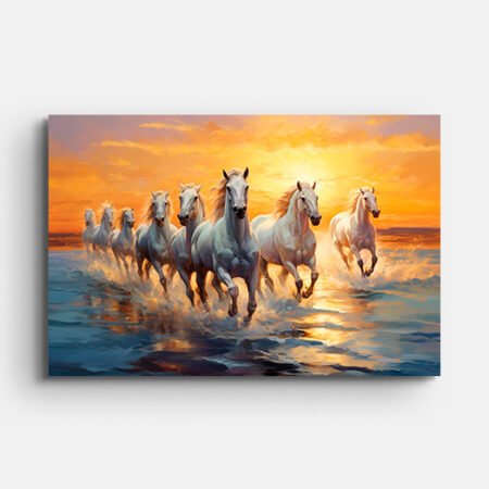 Horses Running in Water Wall Painting