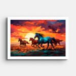 horses-running-sunset-wall-painting