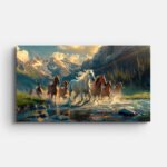 horses-running-through-river-wall-painting