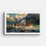 horses-running-through-river-wall-painting