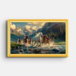 horses-running-through-river-wall-painting