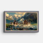 horses-running-through-river-wall-painting