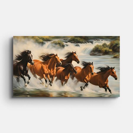 Running Horses in Water Wall Painting