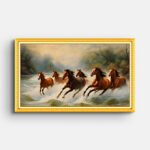 running-horses-in-water-wall-painting