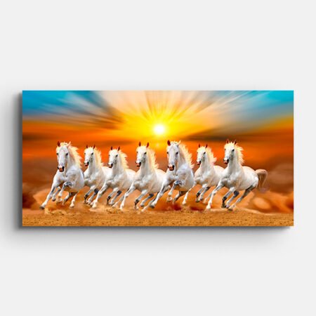 Seven Horse Running Canvas Wall Painting