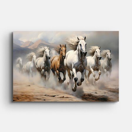 Seven Horse Running Canvas Wall Painting