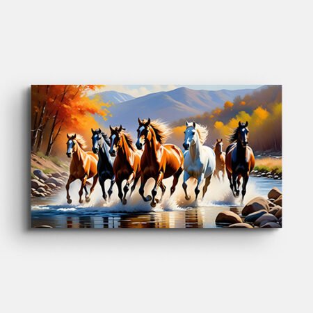 Seven Horses Running Wall Painting