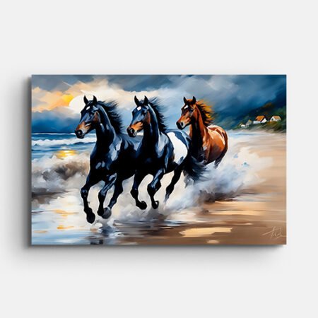 Three Horses Running Premium Wall Painting