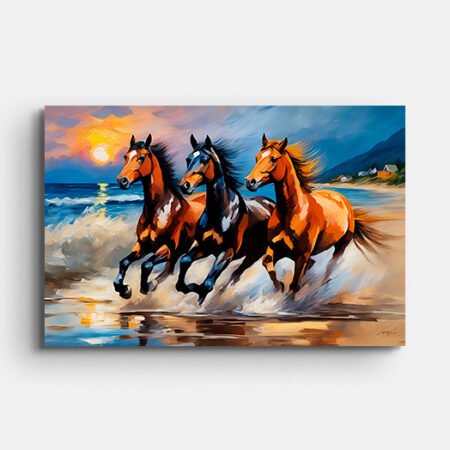 Three Horses Running Wall Painting