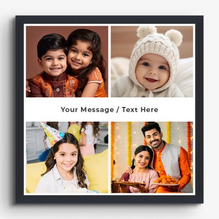 4 Photo Collage Frame with Personalized Text